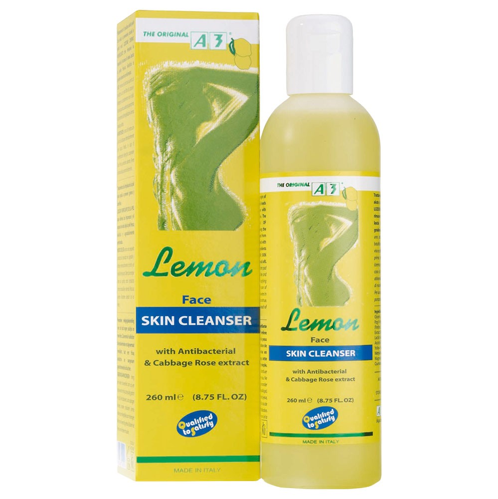 (Face & Skin Cleanser) A3 Lemon Antiseptic Lotion Skin Cleanser 260 ml.