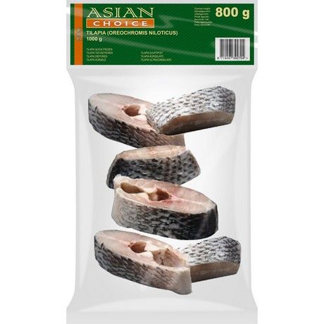 (Fish Steaks Frozen) ASIAN CHOICE Tilapia Steak IQF 150-300 - Box 4 kg (AEF)