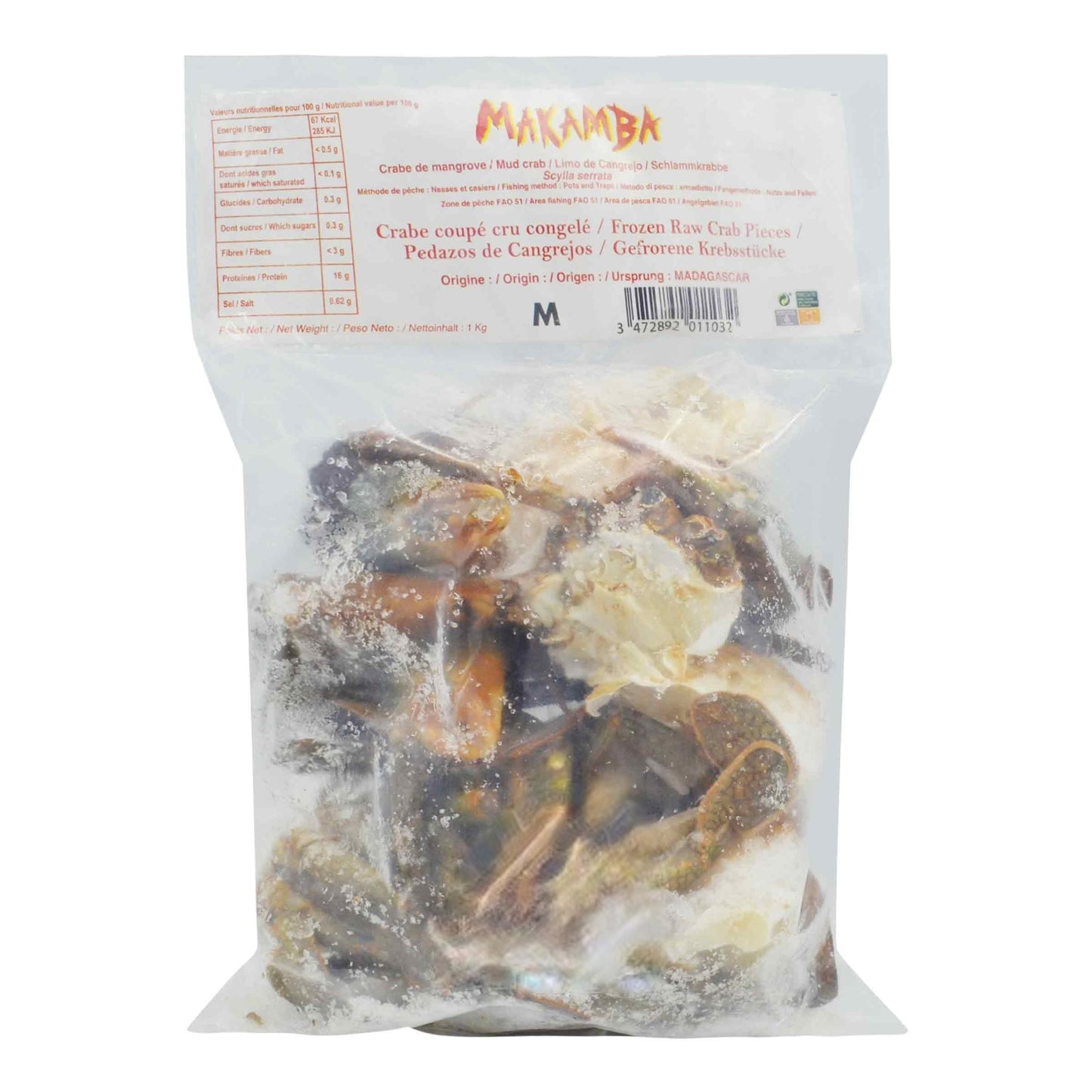 (Ftozen Seafood Crab) Crab Cut (Madagascar) Medium-size Pkt 1 kg
