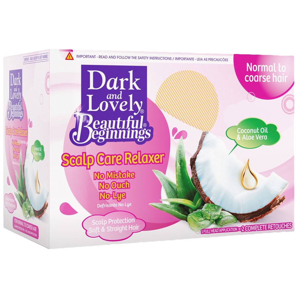 (Hair Care Relaxer Kit) Dark & Lovely Beautiful Beg. No Lye Relaxer Kit Pink/Normal.