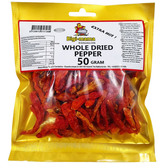 Pepper Hot Whole Dry - 50 gr