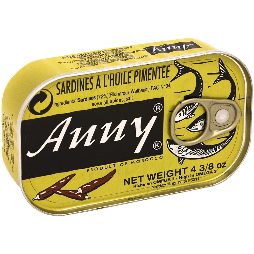 Canned Seafood Sardines Anny - Vegetable Oil Hot - Box 50 x 125 gr. (AHCO)