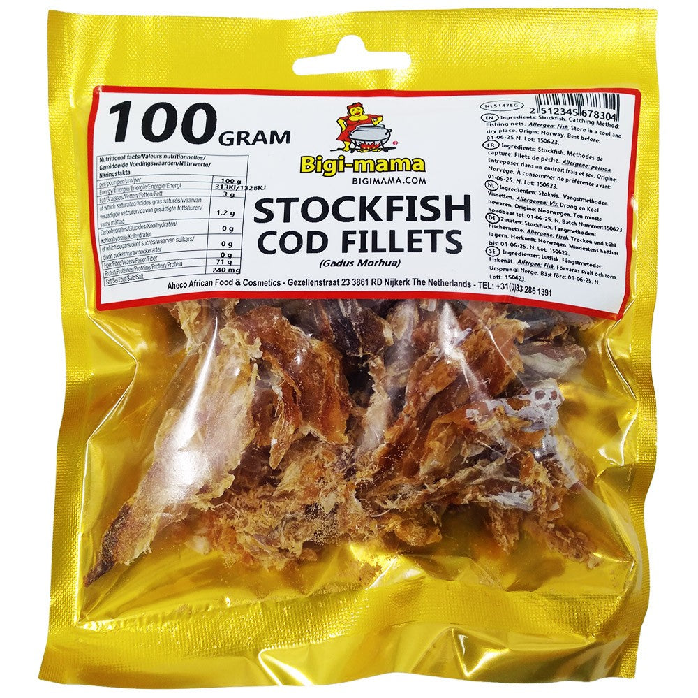 (Fish Dried) Stockfish Cod Fillet Skinless - Bigi Mama - 100 gr.