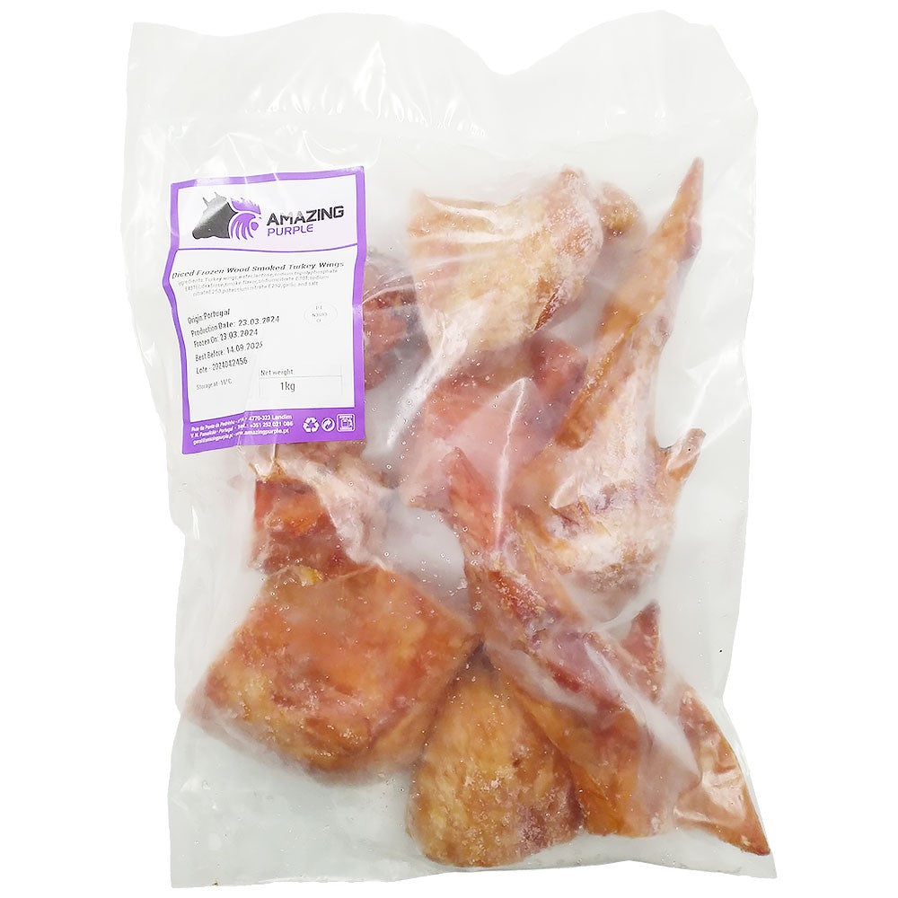 (Frozen Turkey Wings Smoked) Turkey Wings Diced Wood Smoked Box - 10 kg. (AHCO)