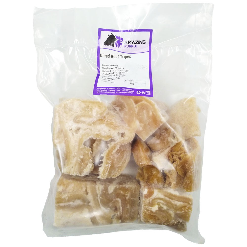 (Frozen Cow Tripe) Cow Stomach Shaki, Tripe, Cut - Amazing Purple - 1 kg.
