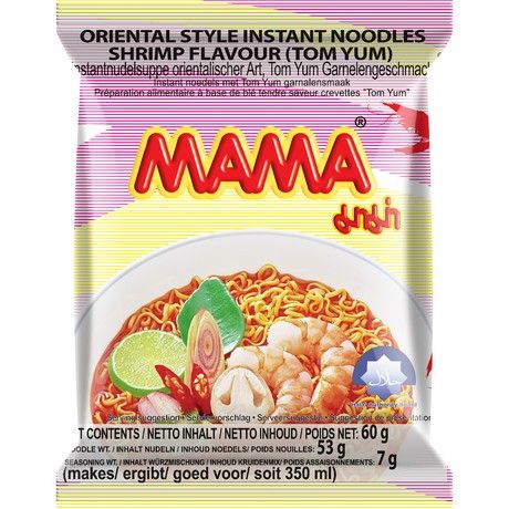 (Instant Meals) MAMA  Instant Noodles Shrimp Tom Yum Halal - Box 30 x 60 gr (AEF)