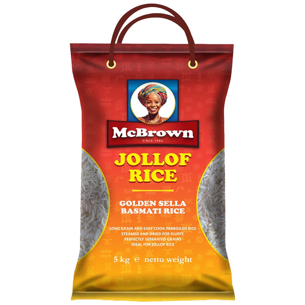 (Basmati Parboiled Rice) Rice Basmati Parboiled Sella Jollof McBrown -  5 kg.(AHCO)