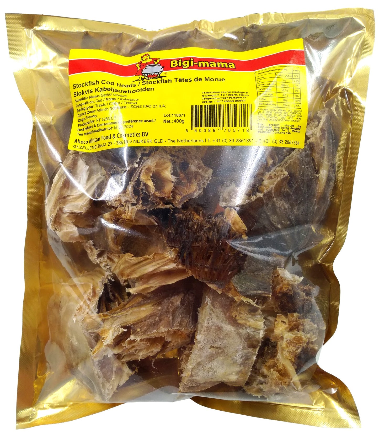 (Fish Dried) Stockfish Cod Heads - Bigi Mama - 400 gr.