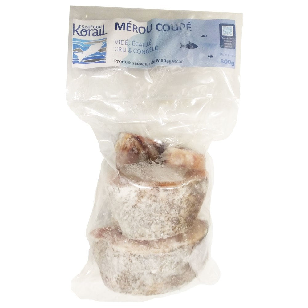 (Fish Steaks Frozen) Thiof Merou Coupé G 3-4 kg Steaks With Head Pkt. 800 gr.