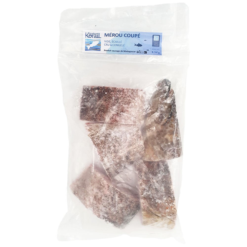 (Fish Steaks Frozen) Thiof  Merou Coupé TG 4-10 kg Steaks With Head Pkt. 2.5 kg.
