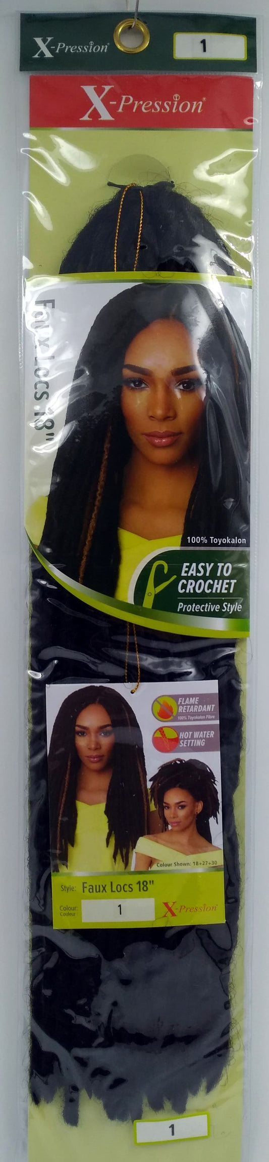 (Hair Braid Locs) X-Pression Crochet Braid Faux Locs 18'' Colour 1.